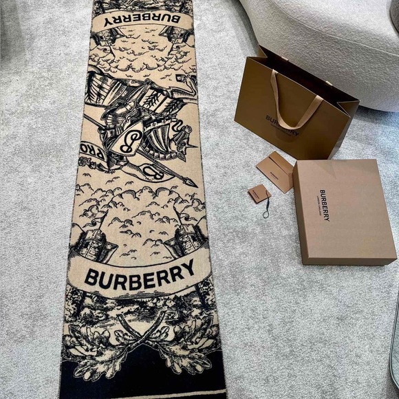Burberry Accessories - Burberry Tan and Black Men's Scarf
